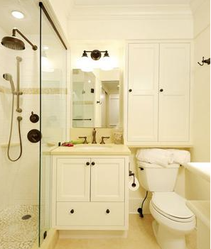 Bathroom with frameless shower
